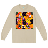 Mushroom halloween cat and witch seamless pattern Long Sleeve Tee - BundleAndBundleShop