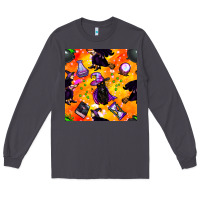 Smoke halloween cat and witch seamless pattern Long Sleeve Tee - BundleAndBundleShop