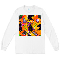 Halloween Cat And Witch Seamless Pattern Long Sleeve Tee | Teevron
