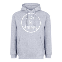 Heather Grey life is happy Heavyweight Hoodie - linhVisuals