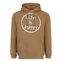 Toasted Coconut life is happy Heavyweight Hoodie - linhVisuals