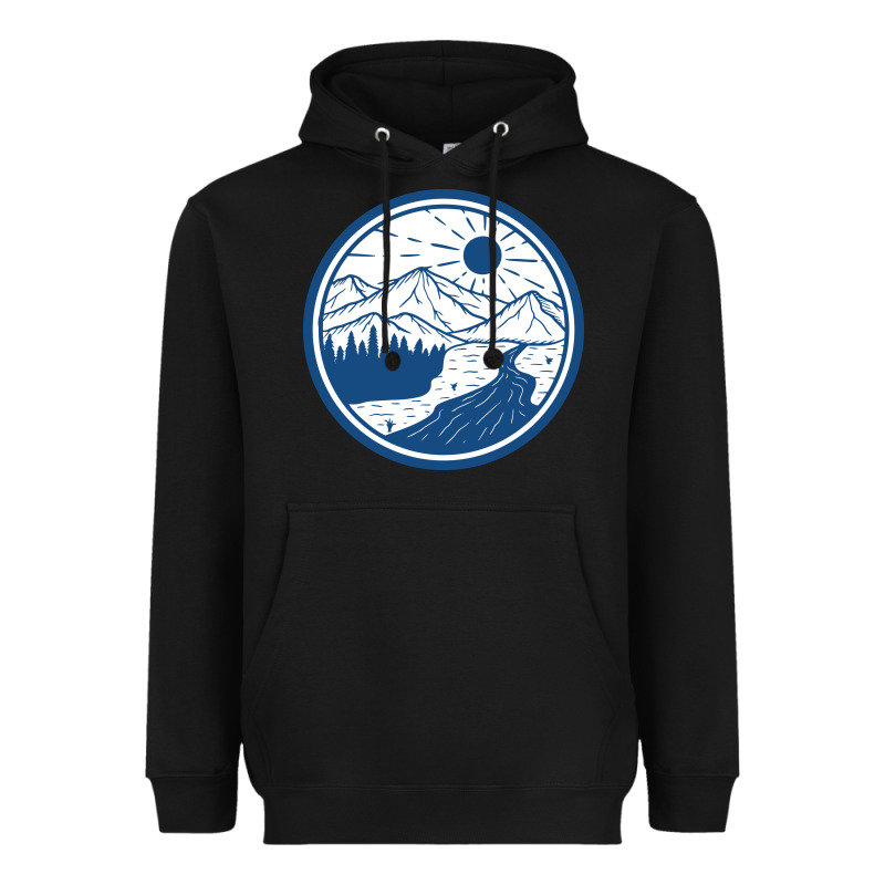 River Mountain Badge Heavyweight Hoodie by linhVisuals | Teevron