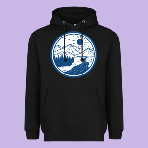 River Mountain Badge Heavyweight Hoodie Designed By Linhvisuals