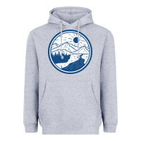 Heather Grey River Mountain Badge Heavyweight Hoodie - linhVisuals