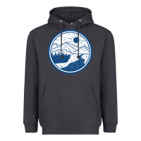 Smoke River Mountain Badge Heavyweight Hoodie - linhVisuals