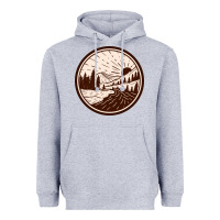 Heather Grey River Forest Brown Heavyweight Hoodie - linhVisuals
