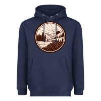 Navy River Forest Brown Heavyweight Hoodie - linhVisuals