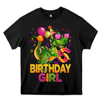Black 6th birthday girl t rex pink Heavy Core Tee - CowGirlArtShop