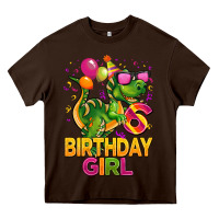 Chocolate Brown 6th birthday girl t rex pink Heavy Core Tee - CowGirlArtShop