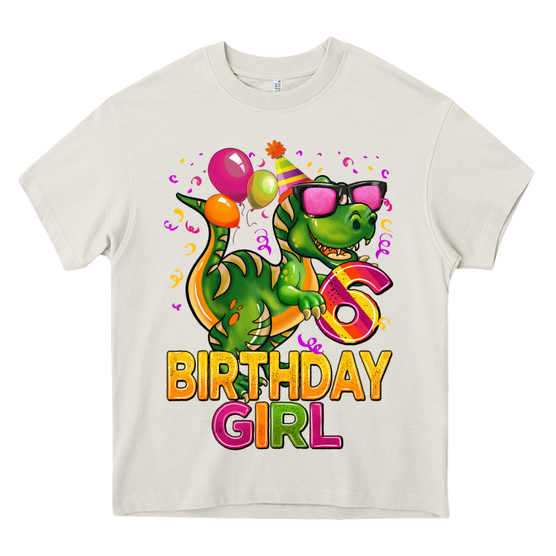 6th Birthday Girl T Rex Pink Heavy Core Tee by CowGirlArtShop | Teevron