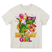 Cream 6th birthday girl t rex pink Heavy Core Tee - CowGirlArtShop