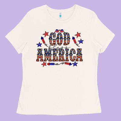 4 July God Bless America Western Ladies Tee Designed By Cowcowdesign