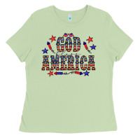 Matcha 4 july god bless america western Ladies Tee - CowCowDesign