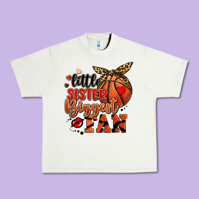 Little Sister Biggest Fan Basketball Urban Heavy Tee Designed By Fadigitalartstudio