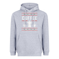 Heather Grey coffee ugly sweater christmas Heavyweight Hoodie - linhVisuals
