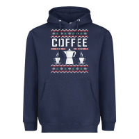 Navy coffee ugly sweater christmas Heavyweight Hoodie - linhVisuals