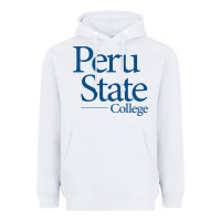 White Peru State College Wordmark Heavyweight Hoodie - linhVisuals
