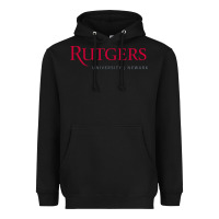 Black Rutgers University Newark Logotype Heavyweight Hoodie - linhVisuals