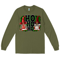 Army Green Ho Ho Ho Christmas Gnomes Long Sleeve Tee - FaDigitalArtStudio