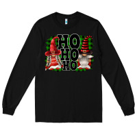 Black Ho Ho Ho Christmas Gnomes Long Sleeve Tee - FaDigitalArtStudio