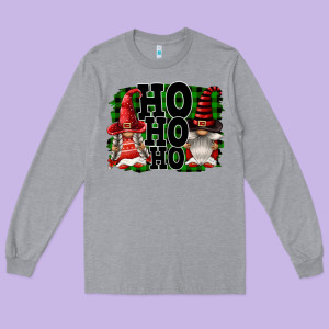 Ho Ho Ho Christmas Gnomes Long Sleeve Tee Designed By Fadigitalartstudio