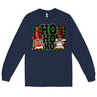 Navy Ho Ho Ho Christmas Gnomes Long Sleeve Tee - FaDigitalArtStudio