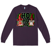 Plum Ho Ho Ho Christmas Gnomes Long Sleeve Tee - FaDigitalArtStudio