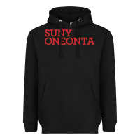 Black Suny Oneonta Wordmark Heavyweight Hoodie - linhVisuals