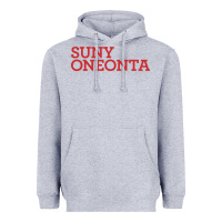 Heather Grey Suny Oneonta Wordmark Heavyweight Hoodie - linhVisuals
