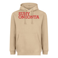 Mushroom Suny Oneonta Wordmark Heavyweight Hoodie - linhVisuals