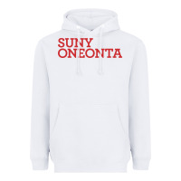 White Suny Oneonta Wordmark Heavyweight Hoodie - linhVisuals