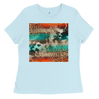 Baby Blue Leopard Cowhide Pattern Ladies Tee - CowCowDesign