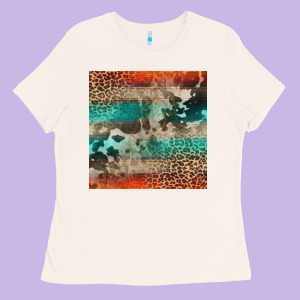 Leopard Cowhide Pattern Ladies Tee Designed By Cowcowdesign