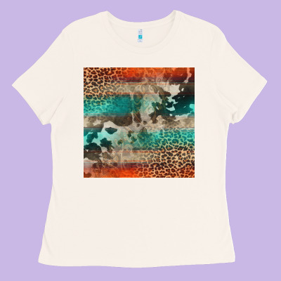 Leopard Cowhide Pattern Ladies Tee Designed By Cowcowdesign