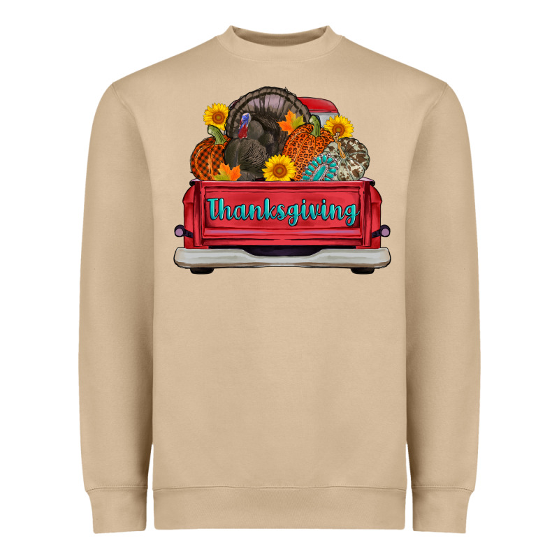 Thanksgiving Truck Turkey Pumpkin Heavyweight Sweatshirt by AdoDesignShop | Teevron