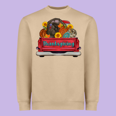 Thanksgiving Truck Turkey Pumpkin Heavyweight Sweatshirt Designed By Adodesignshop