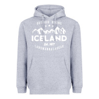 Heather Grey iceland hiking landmannalaugar est 1477 Heavyweight Hoodie - linhVisuals