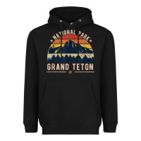 Black national park grand teton vintage retro hiking Heavyweight Hoodie - linhVisuals
