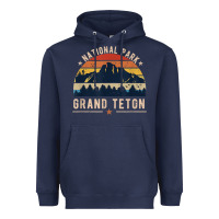 Navy national park grand teton vintage retro hiking Heavyweight Hoodie - linhVisuals