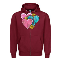 Burgundy hearts Zipper Hoodie - AdoDesignShop