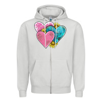 Dove Grey hearts Zipper Hoodie - AdoDesignShop