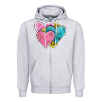 Heather Grey hearts Zipper Hoodie - AdoDesignShop