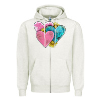 Oatmeal Heather hearts Zipper Hoodie - AdoDesignShop
