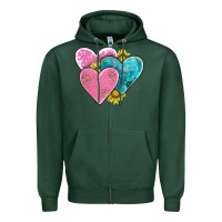 Sports Green hearts Zipper Hoodie - AdoDesignShop