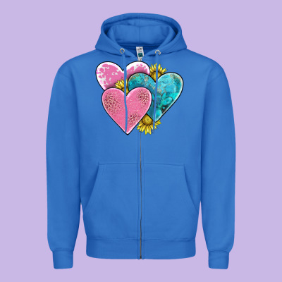 Hearts Zipper Hoodie Designed By Adodesignshop