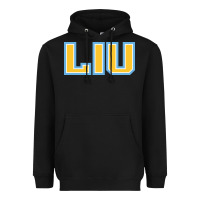Black Liu Gold Wordmark Heavyweight Hoodie - linhVisuals