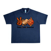 Navy Peace Love Basketball Urban Heavy Tee - FaDigitalArtStudio