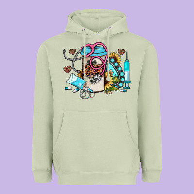 Western Sunflower Gemstone Nurse Heavyweight Hoodie Designed By Jahusdesignshop