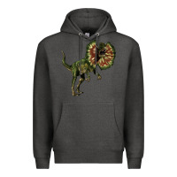 Charcoal Heather Dilophosaurus Premium Hoodie - LillyAllenDesigns