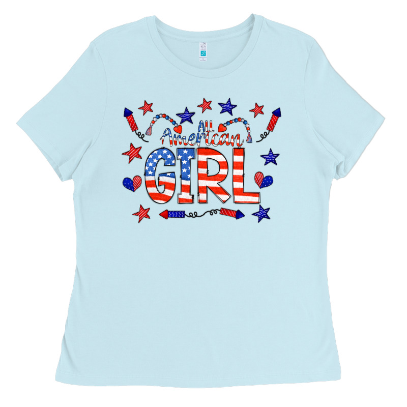 All American Girl Doodle Letters Ladies Tee by CowCowDesign | Teevron